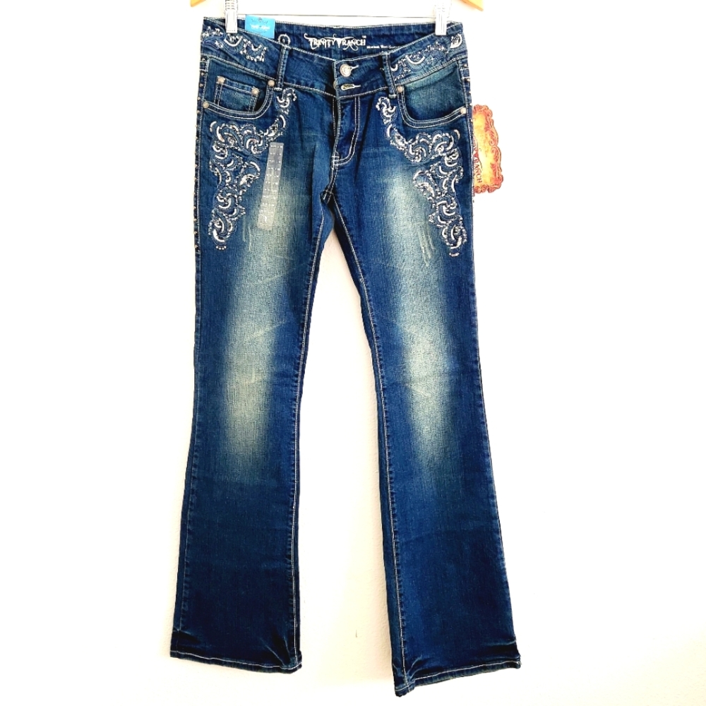 New Trinity Ranch Jeans Boot Cut  Size 9 Low Rise Cowgirl 31 X 35